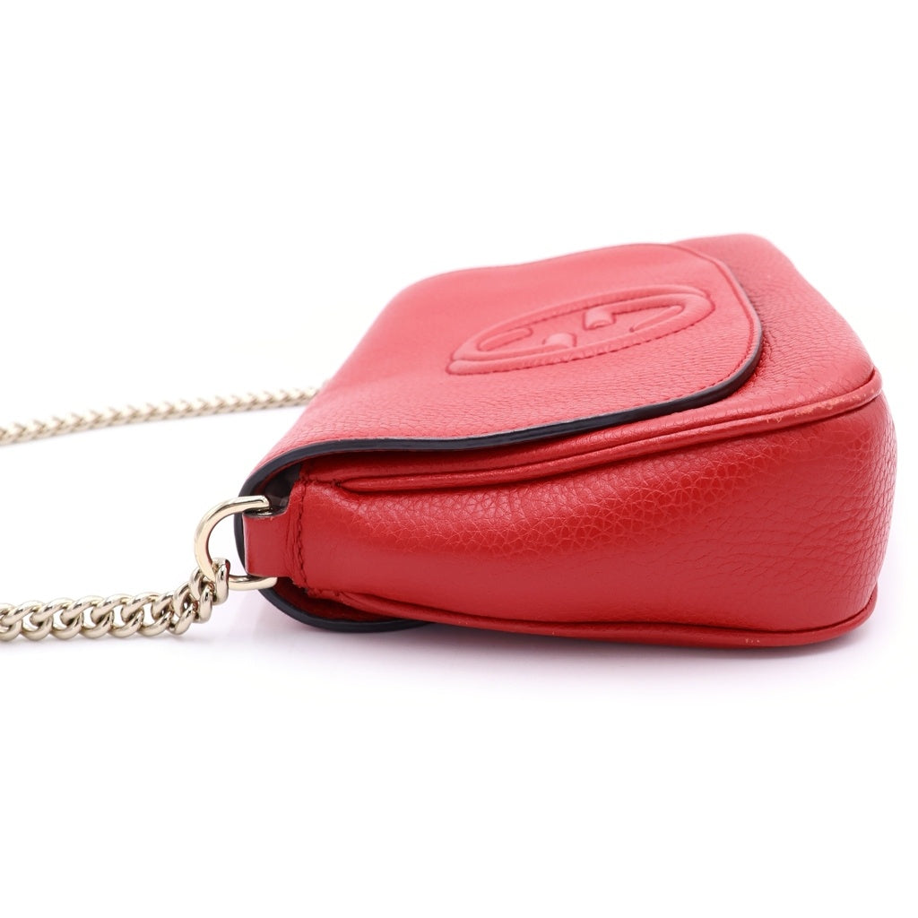 GUCCI(グッチ) ソーホー チェーンショルダーバッグ 赤 レザー 536224 タッセル レディース