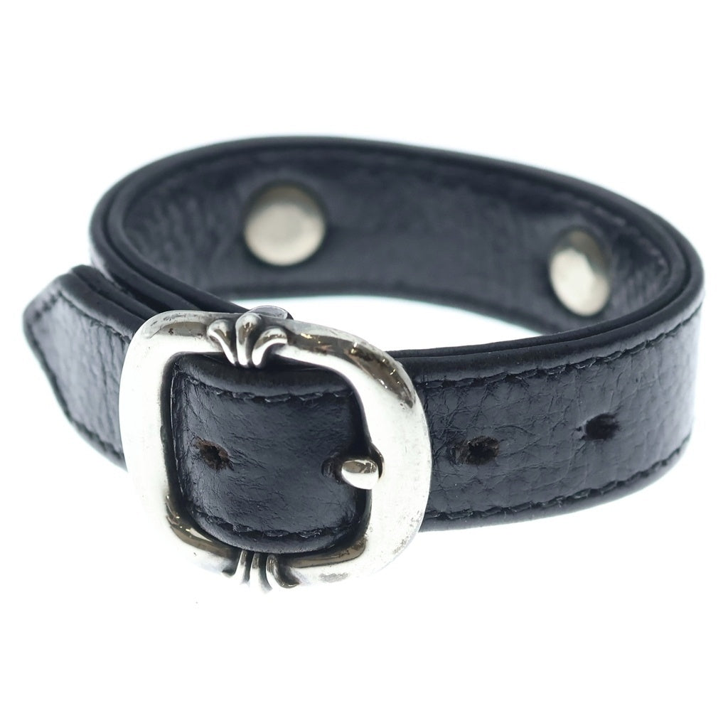 CHROME HEARTS(クロムハーツ) GUNSLINGER ガンスリンガー クロスボール レザーブレスレット ブラック/シルバー BCA146