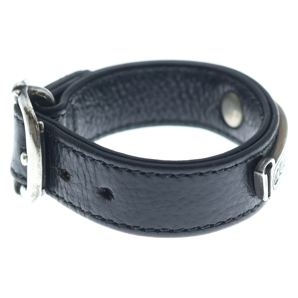 CHROME HEARTS(クロムハーツ) GUNSLINGER ガンスリンガー クロスボール レザーブレスレット ブラック/シルバー BCA146