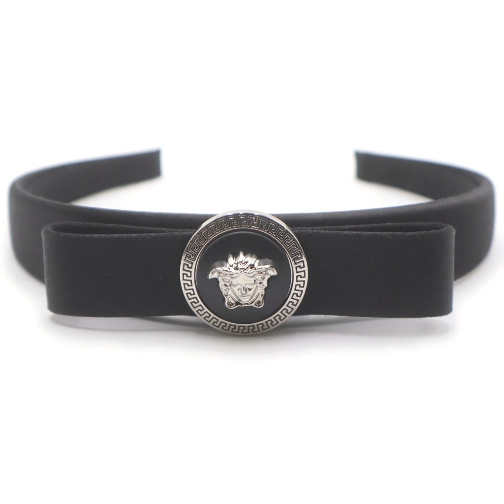 VERSACE(ヴェルサーチ) ジャンニ メタル ビスコース×シルク リボン ヘッドバンド カチューシャ ブラック 1014906 レディース