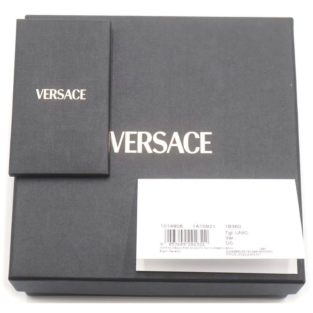 VERSACE(ヴェルサーチ) ジャンニ メタル ビスコース×シルク リボン ヘッドバンド カチューシャ ブラック 1014906 レディース