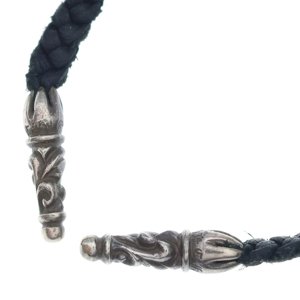 CHROME HEARTS(クロムハーツ) LEATHER BRAID SCROLL ネックレス レザーブレイドネックレス ブラック/シルバー BCA377