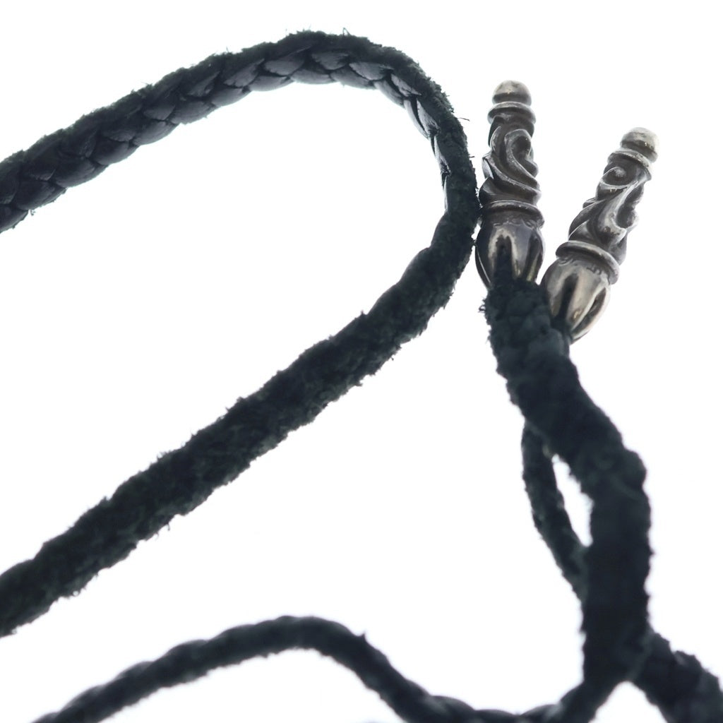 CHROME HEARTS(クロムハーツ) LEATHER BRAID SCROLL ネックレス レザーブレイドネックレス ブラック/シルバー BCA377