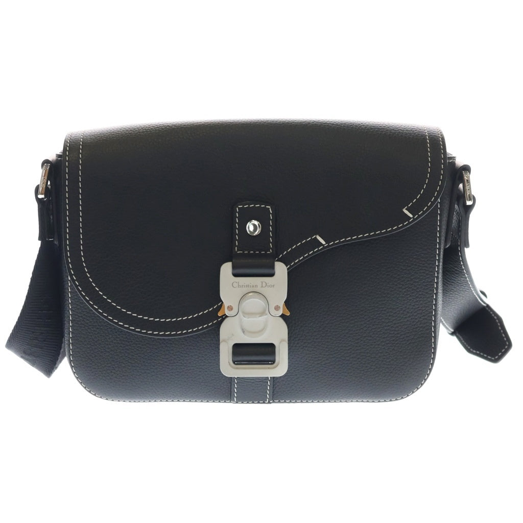 DIOR(ディオール) サドル メッセンジャー レザー ショルダーバッグ シルバー金具 ブラック レディース
