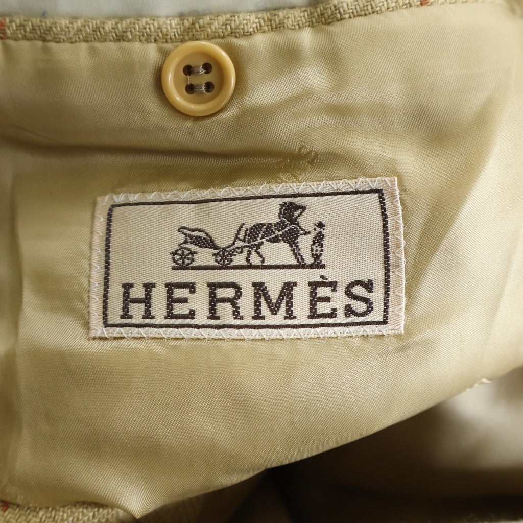 HERMES(エルメス) 2000年中期 テーラードウールチェックジャケット ベージュ #52