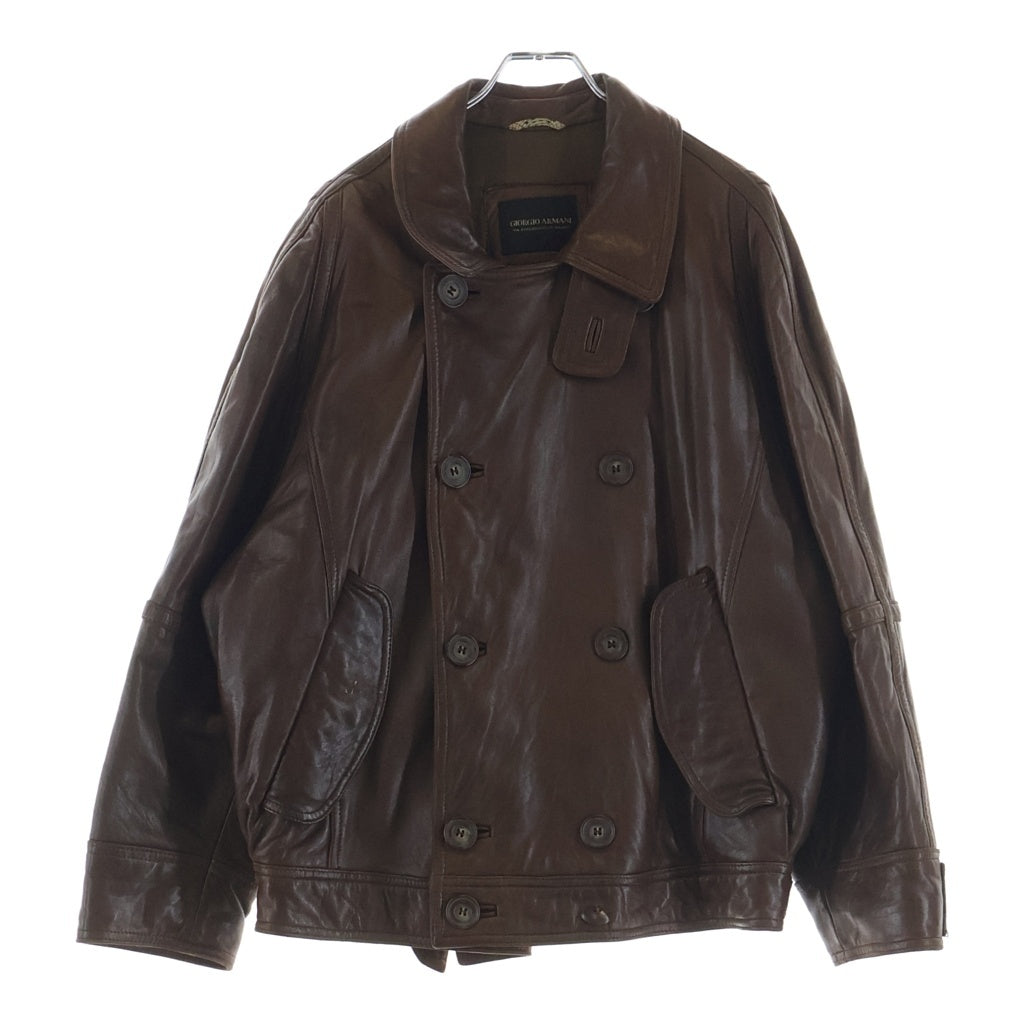 GIORGIO ARMANI(ジョルジオアルマーニ) レザージャケット 総裏 ブラウン #50