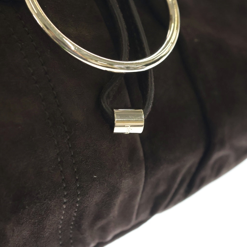 Yves Saint Laurent rive gauche(イヴサンローランリヴゴーシュ) リングモチーフ ハンドバッグ ブラウン スエード×レザー 139259 ゴールド金具 レディース