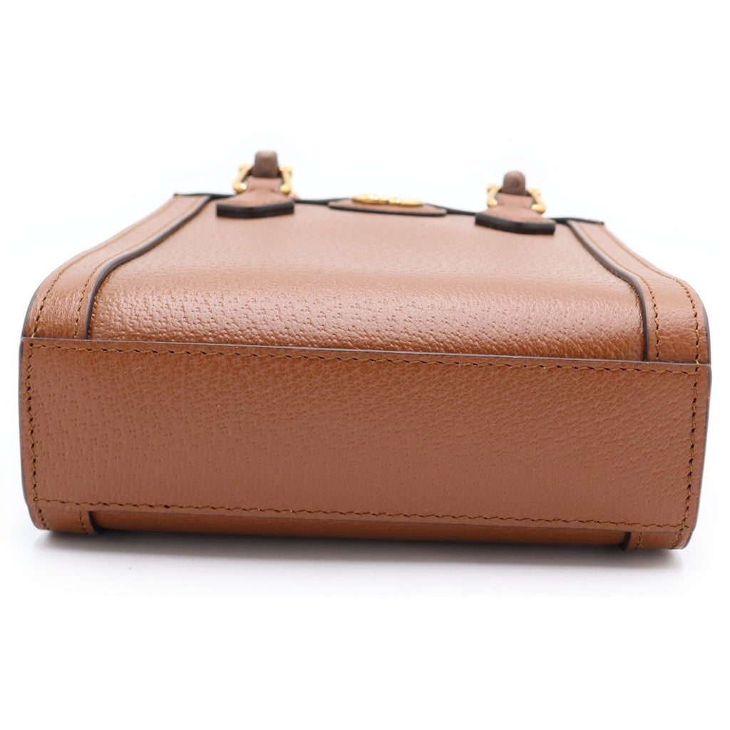 GUCCI(グッチ) ダイアナ ミニ 2WAYショルダーバッグ ミニハンドバッグ ブラウン レザー 739079 ゴールド金具 レディース