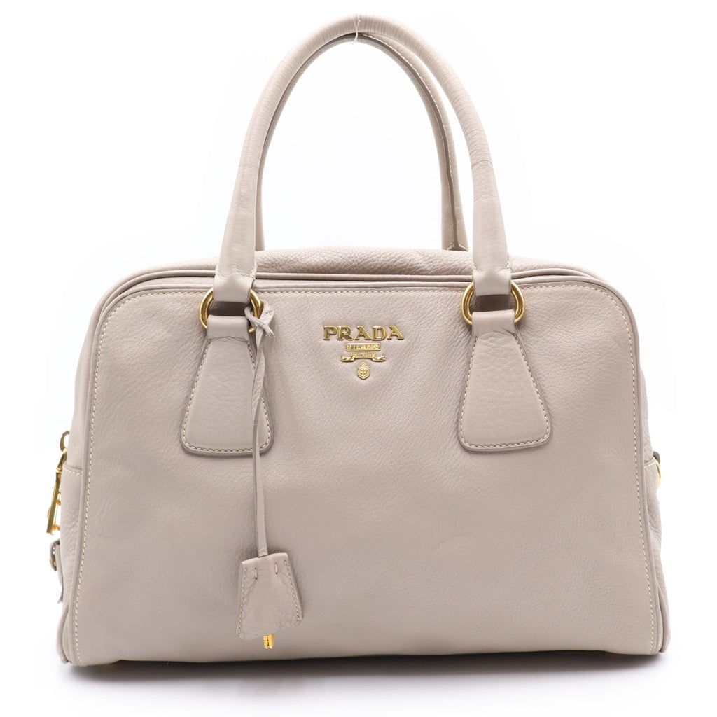 PRADA(プラダ) ヴィッテロダイノ ハンドバッグ グレー レザー 1BB108 カギ2・カデナ・クロ レディース
