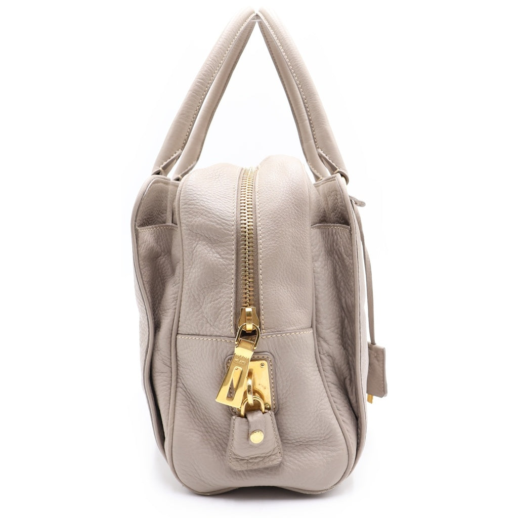 PRADA(プラダ) ヴィッテロダイノ ハンドバッグ グレー レザー 1BB108 カギ2・カデナ・クロ レディース