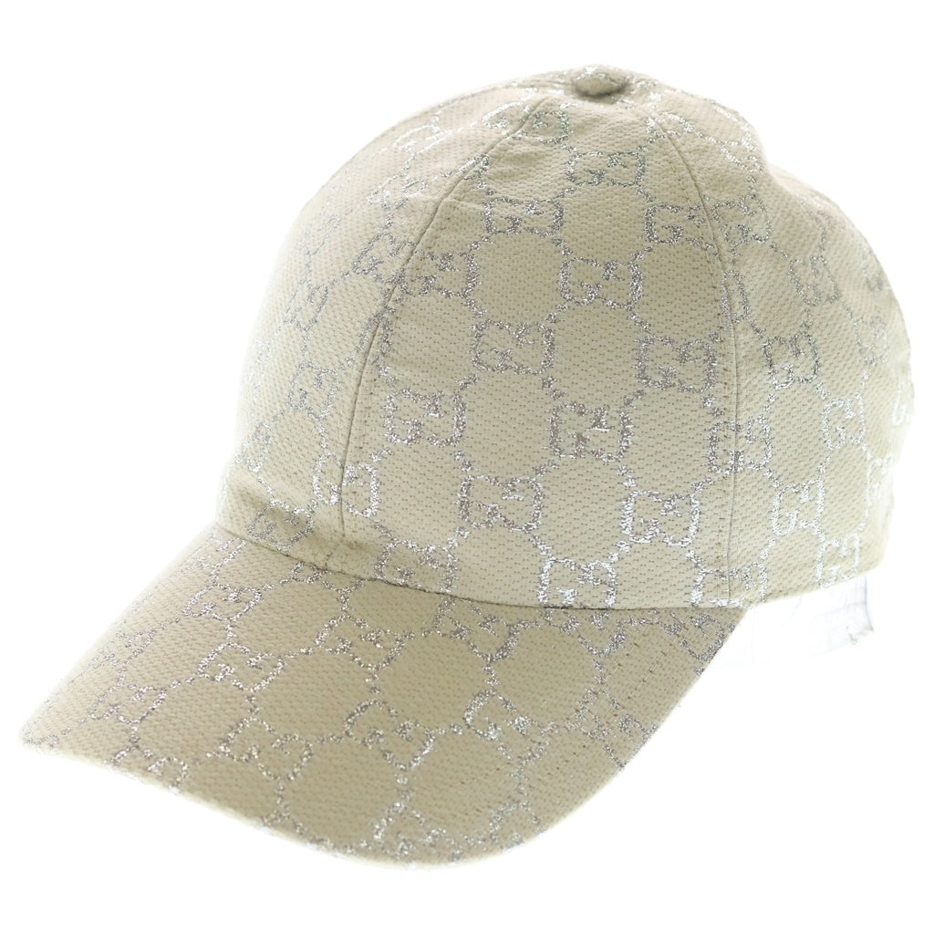GUCCI(グッチ) GGラメ ベースボールキャップ アイボリー×シルバー キャンバス 631953 レディース