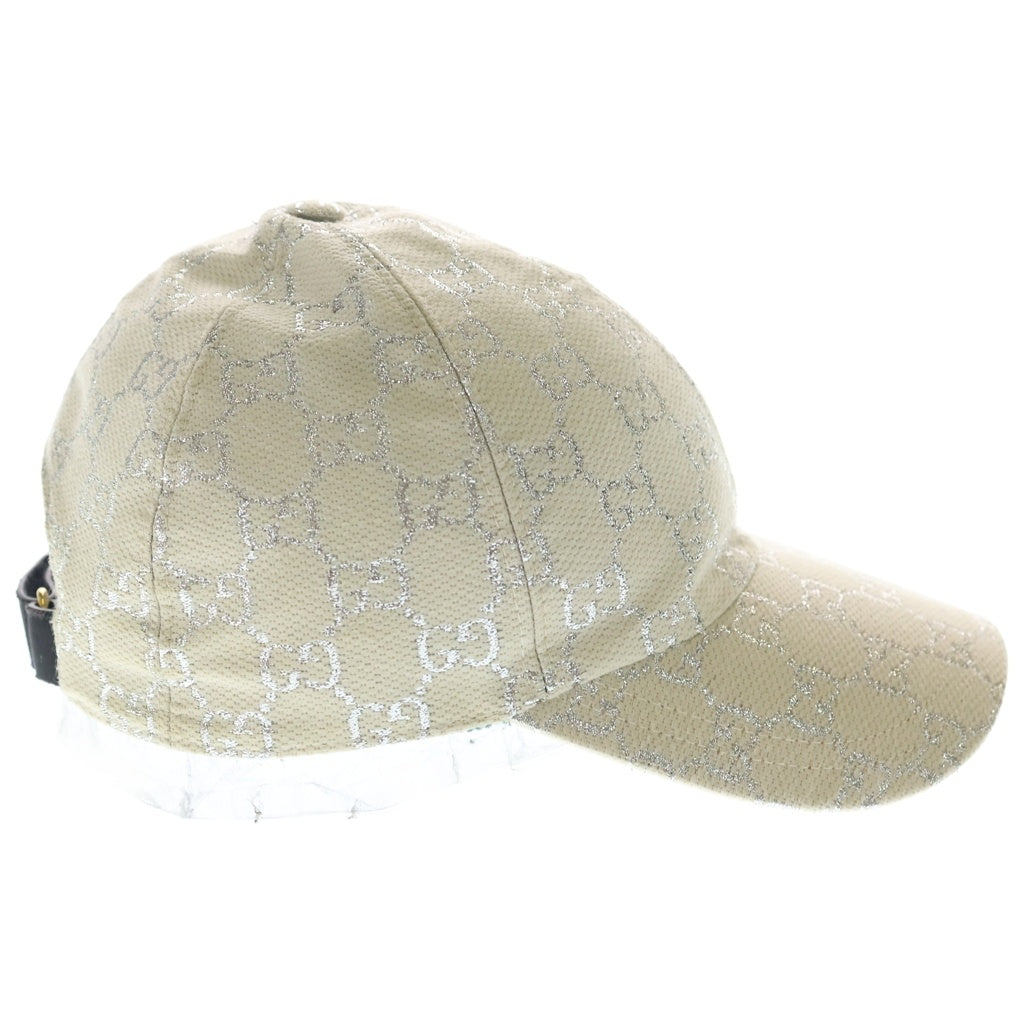 GUCCI(グッチ) GGラメ ベースボールキャップ アイボリー×シルバー キャンバス 631953 レディース