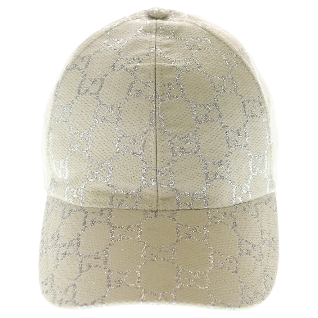 GUCCI(グッチ) GGラメ ベースボールキャップ アイボリー×シルバー キャンバス 631953 レディース