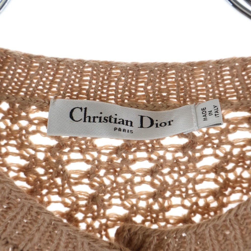 Christian Dior(クリスチャンディオール) ボタン付き ニット カーディガン ブラウンベージュ #42 414G21AM445 レディース