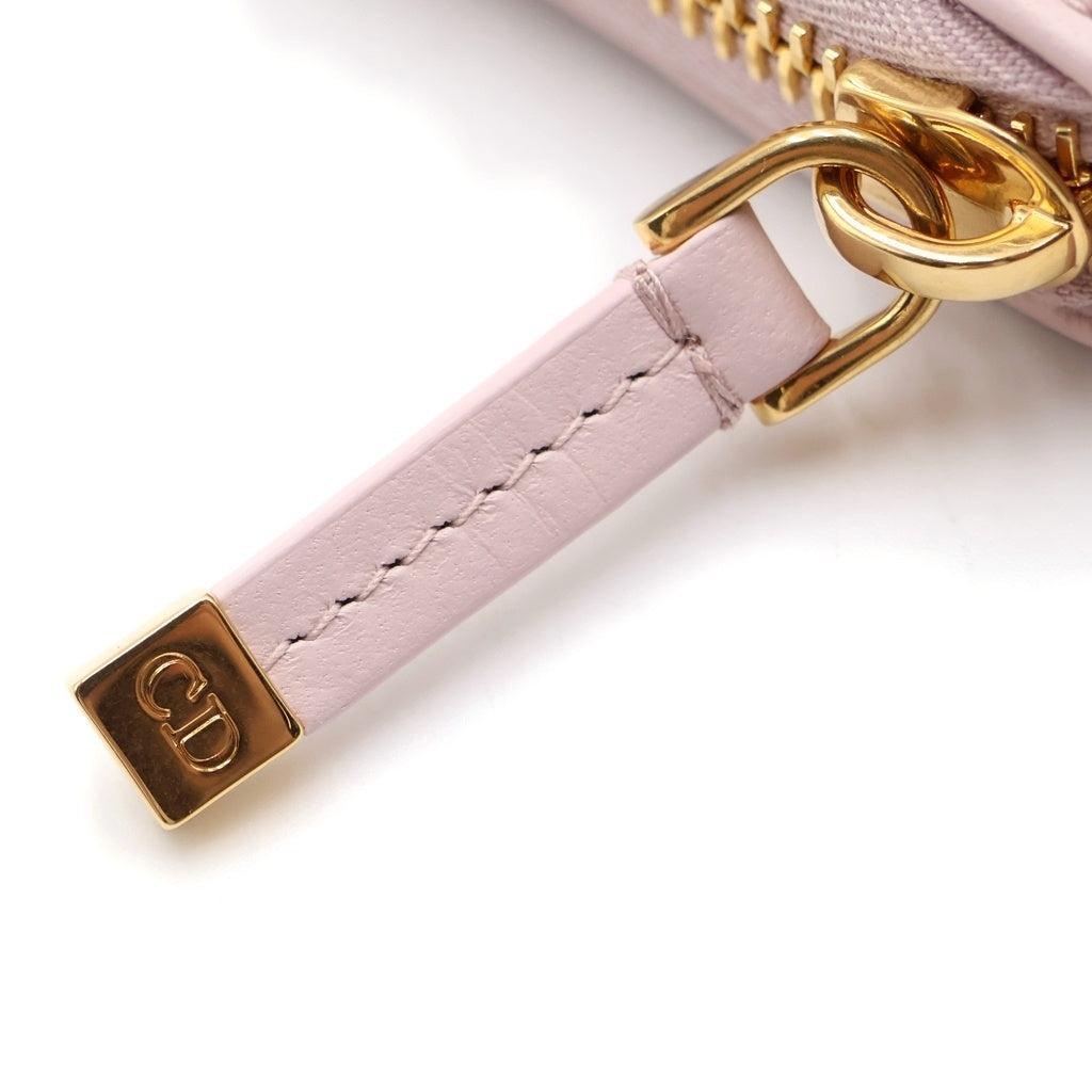 Christian Dior(クリスチャンディオール) ミスディオール ロゴプレート レザー ラウンドファスナー ロングウォレット 長財布 ピンク レディース
