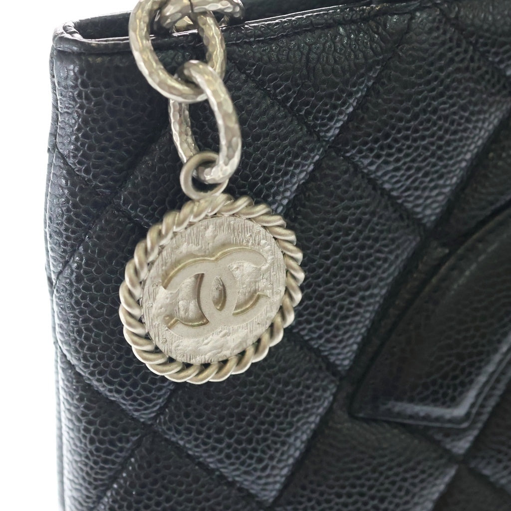 CHANEL(シャネル) 復刻トートバッグ ハンドバッグ ブラック キャビアスキン ゴールド金具 レディース