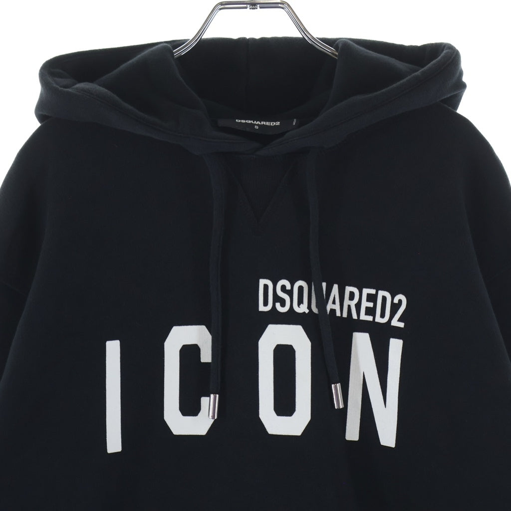 DSQUARED2(ディースクエアード) BE ICON プリント プルオーバー スウェットパーカー フーディー ブラック S80GU0002