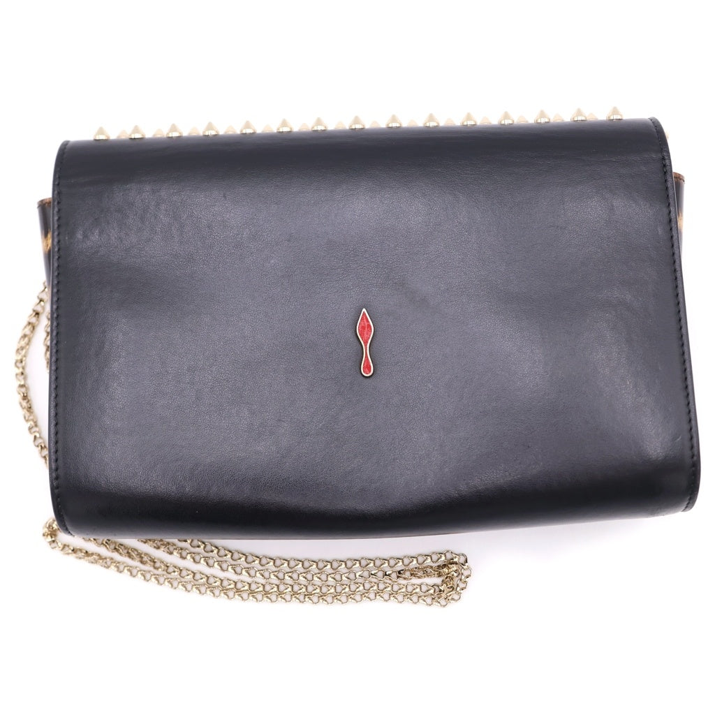 CHRISTIAN LOUBOUTIN(クリスチャンルブタン) パロマ クラッチ スタッズ チェーンショルダーバッグ ブラック レザー ゴールド金具 レディース