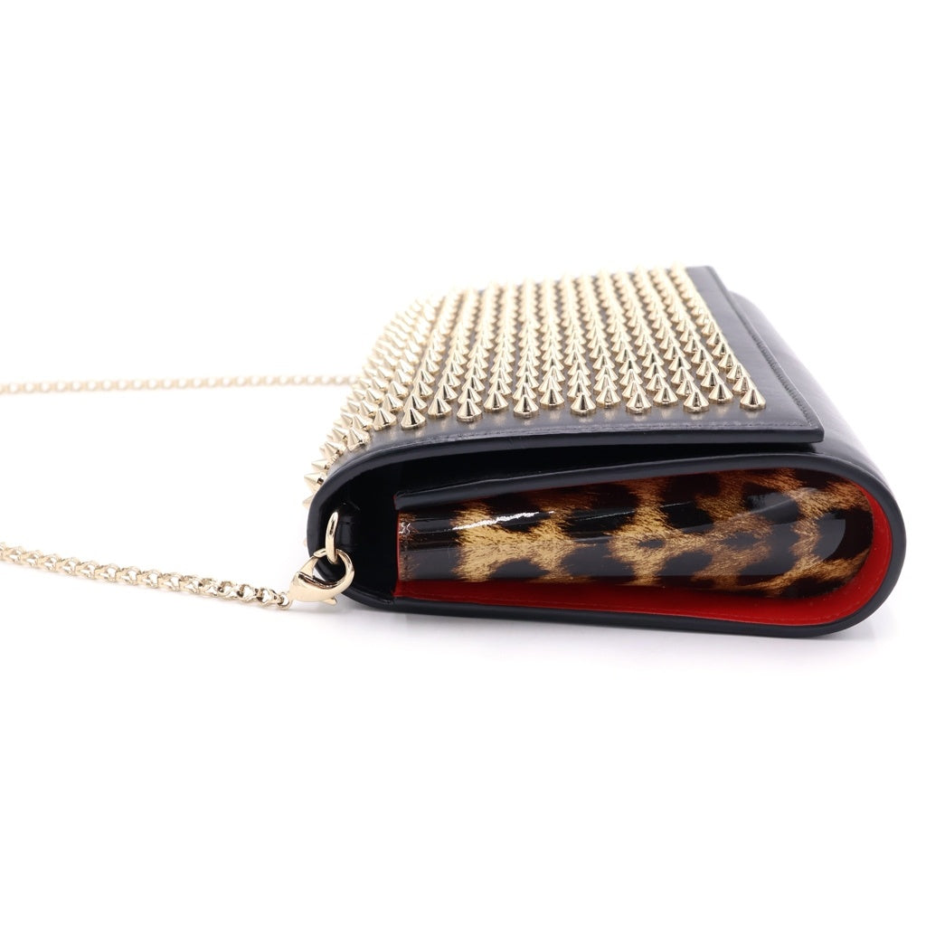 CHRISTIAN LOUBOUTIN(クリスチャンルブタン) パロマ クラッチ スタッズ チェーンショルダーバッグ ブラック レザー ゴールド金具 レディース