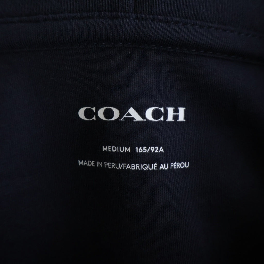 COACH(コーチ) シグネチャー フロッキーロゴプリント プルオーバー スウェットパーカー フーディー ネイビー CR037