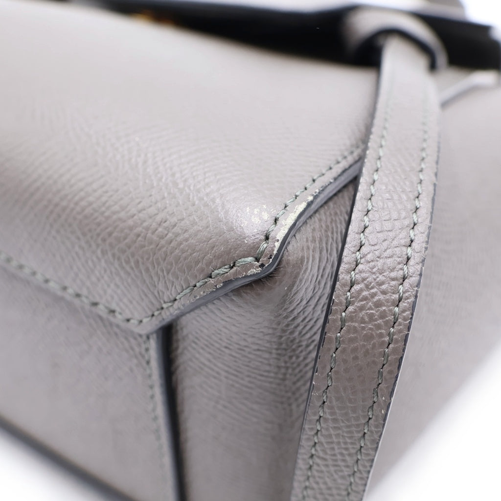 CELINE(セリーヌ) ベルトバッグ ナノ 2WAYハンドバッグ ショルダーバッグ グレー レザー ゴールド金具 レディース