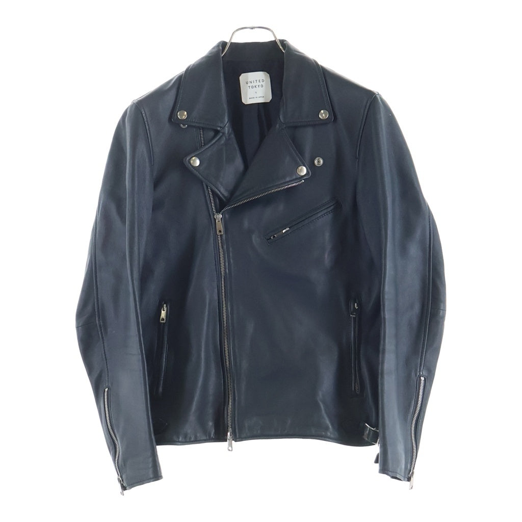UNITED TOKYO(ユナイテッド トウキョウ) 17SS ラムレザー ダブル ジップアップ ライダース ジャケット ブラック 406152002