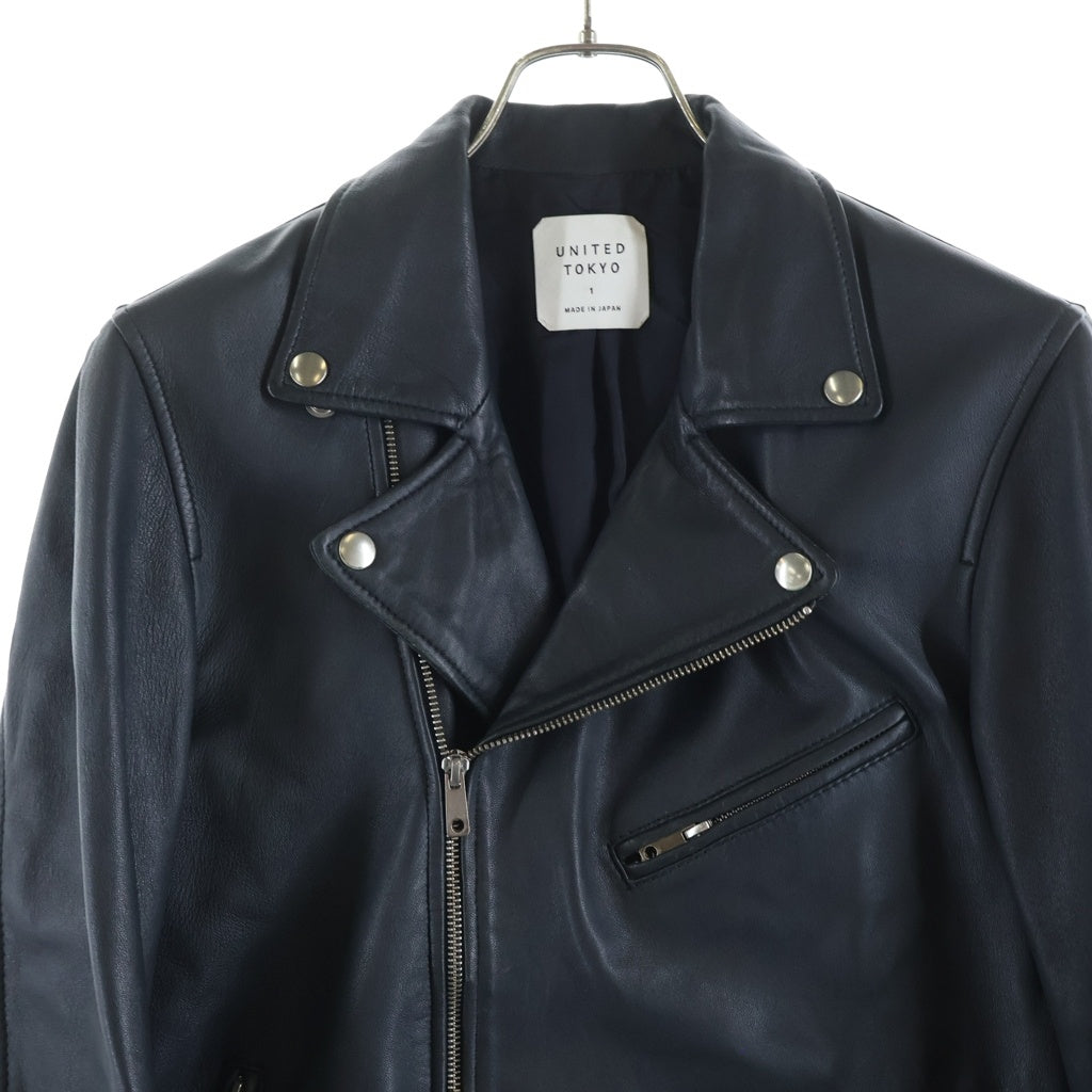 UNITED TOKYO(ユナイテッド トウキョウ) 17SS ラムレザー ダブル ジップアップ ライダース ジャケット ブラック 406152002