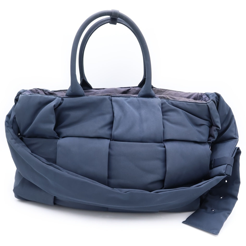 BOTTEGA VENETA(ボッテガヴェネタ) マキシイントレチャート ザ アルコ ラージ 2WAYハンドバッグ トートバッグ ショルダーバッグ ネイビー ナイロン シルバー金具 レディース
