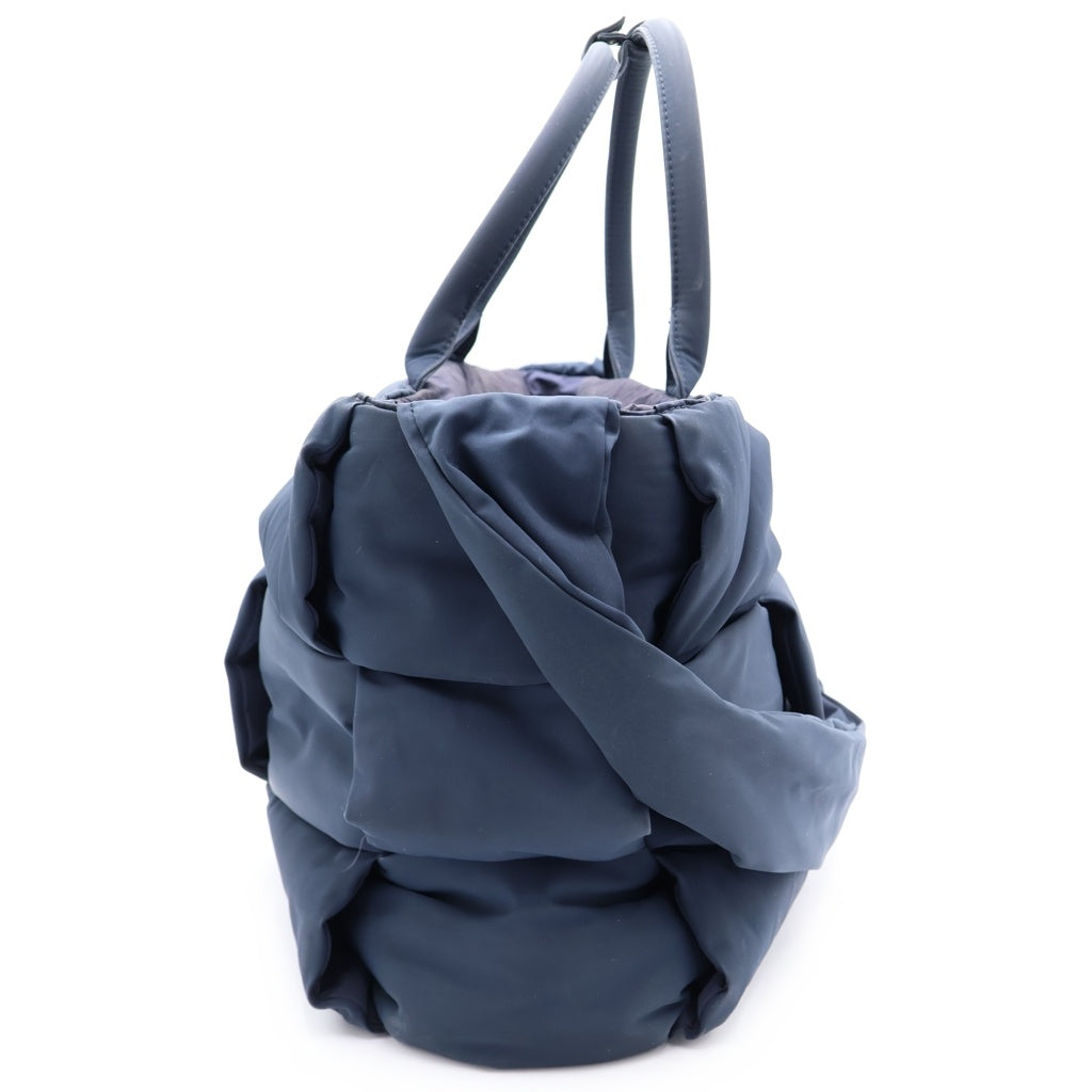BOTTEGA VENETA(ボッテガヴェネタ) マキシイントレチャート ザ アルコ ラージ 2WAYハンドバッグ トートバッグ ショルダーバッグ ネイビー ナイロン シルバー金具 レディース