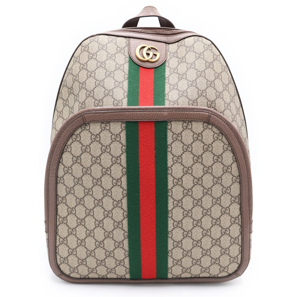 GUCCI(グッチ) オフィディア GGスプリーム リュックサック バッグパック ベージュ×ブラウン レザー×PVC 547967 ゴールド金具 レディース
