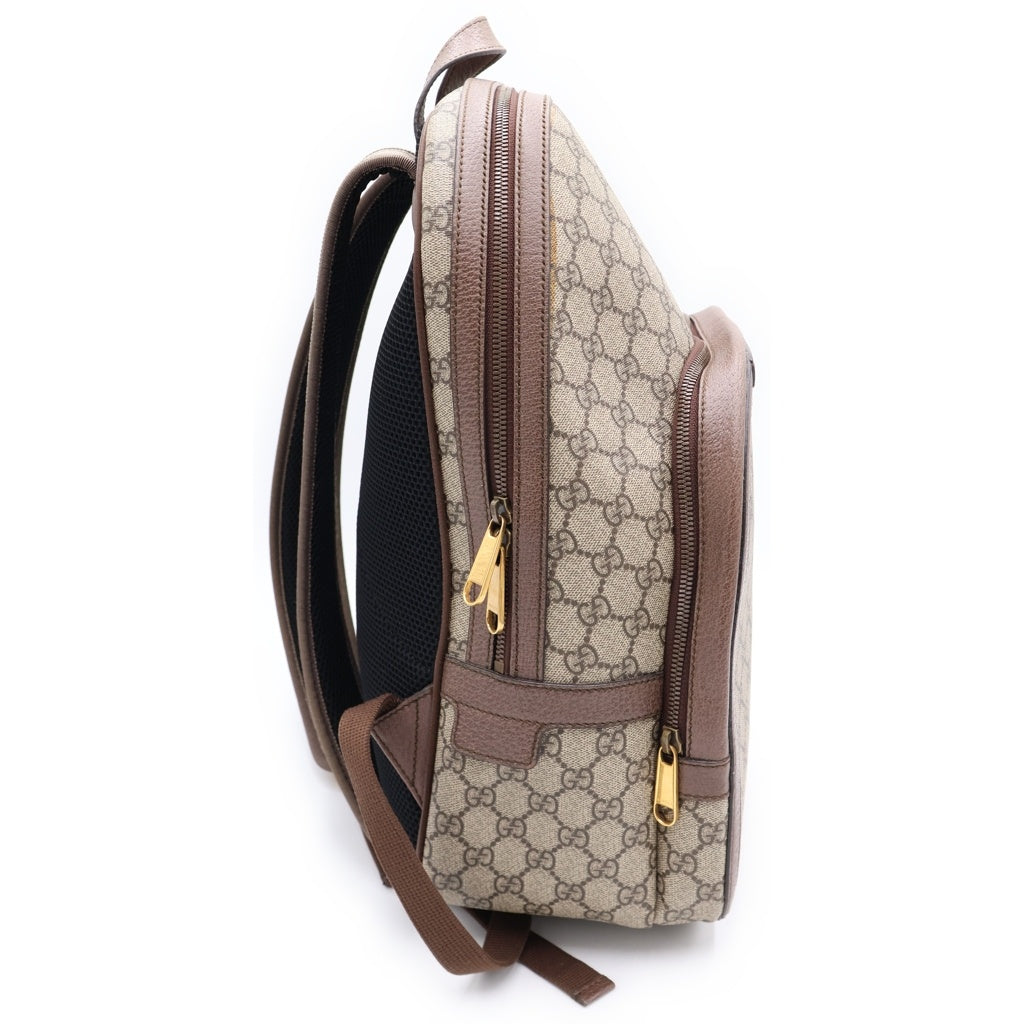 GUCCI(グッチ) オフィディア GGスプリーム リュックサック バッグパック ベージュ×ブラウン レザー×PVC 547967 ゴールド金具 レディース