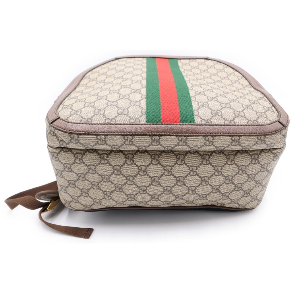 GUCCI(グッチ) オフィディア GGスプリーム リュックサック バッグパック ベージュ×ブラウン レザー×PVC 547967 ゴールド金具 レディース