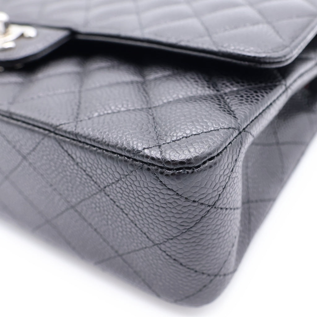 CHANEL(シャネル) マトラッセ25 WフラップWチェーンショルダーバッグ ブラック キャビアスキン A01112 シルバー金具 レディース