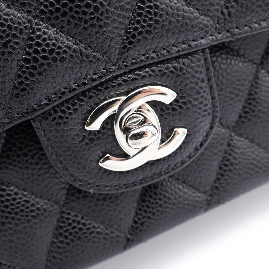 CHANEL(シャネル) マトラッセ25 WフラップWチェーンショルダーバッグ ブラック キャビアスキン A01112 シルバー金具 レディース