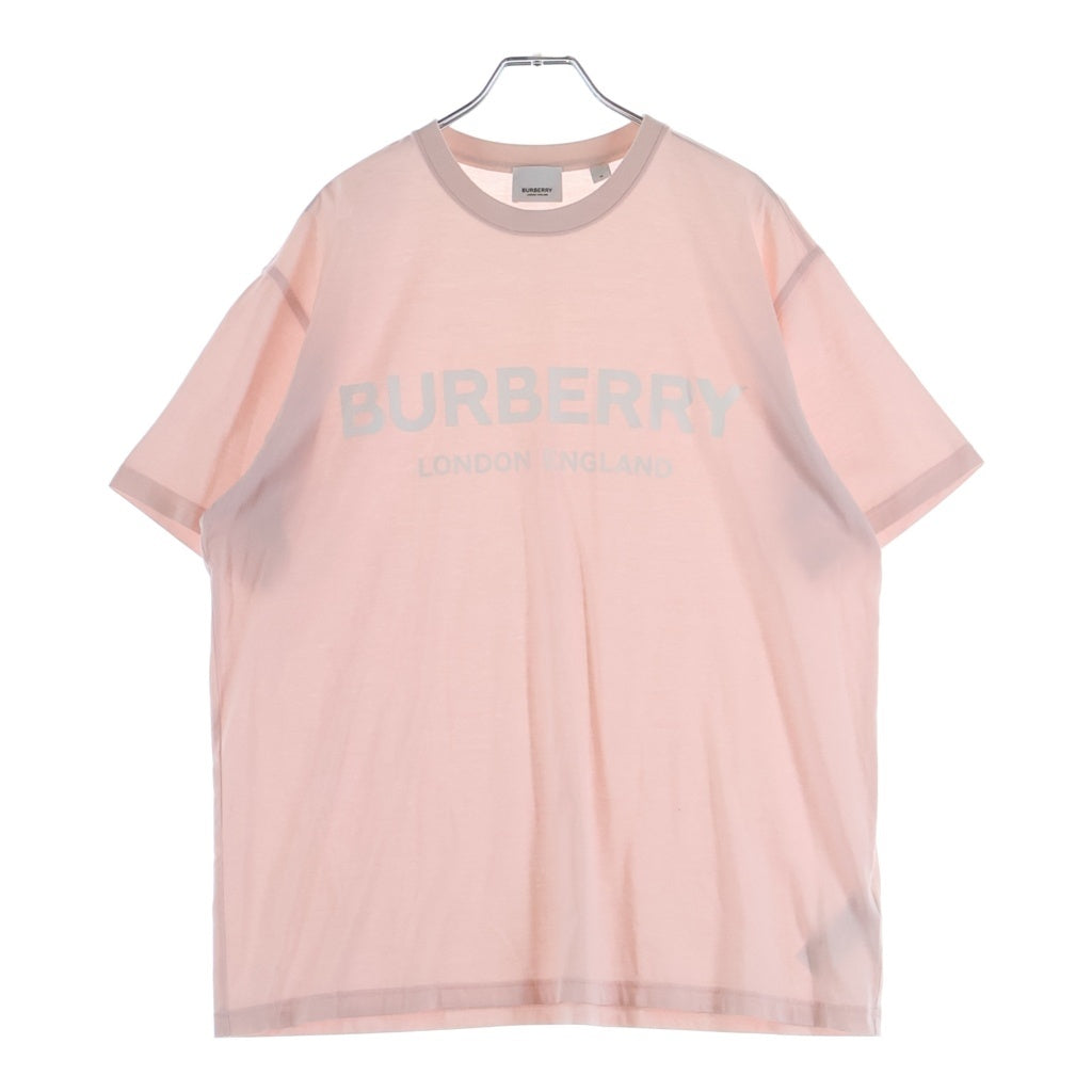 BURBERRY(バーバリー) ラバーロゴ Tシャツ クールネック 半袖 コットン ピンク レディース