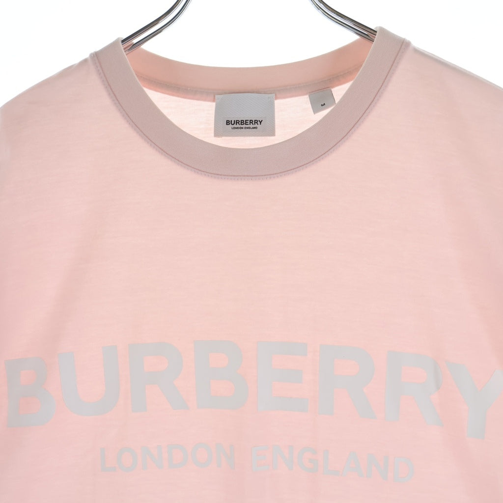 BURBERRY(バーバリー) ラバーロゴ Tシャツ クールネック 半袖 コットン ピンク レディース