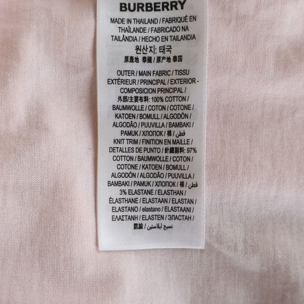 BURBERRY(バーバリー) ラバーロゴ Tシャツ クールネック 半袖 コットン ピンク レディース