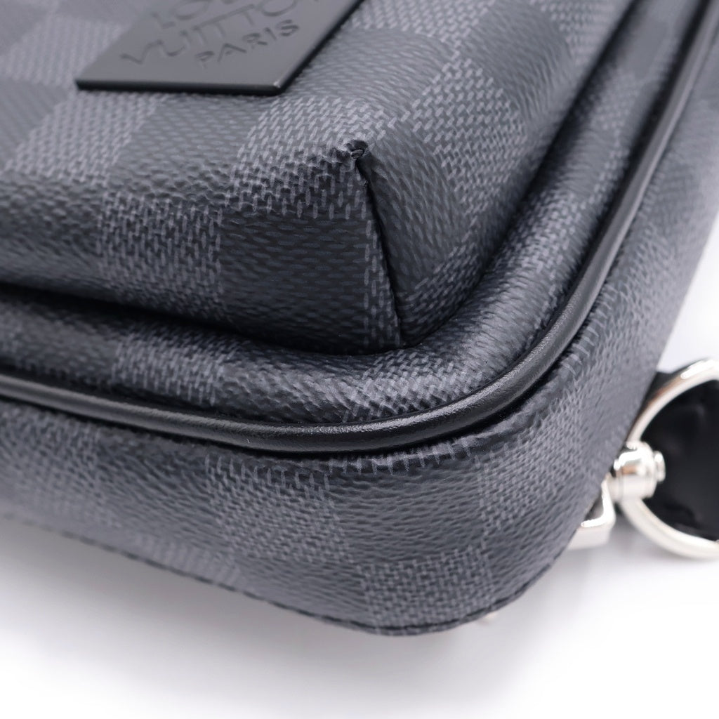 LOUIS VUITTON(ルイヴィトン) ダミエ グラフィット アヴェニュースリングバッグ ウエストバッグ ショルダーバッグ ボディバッグ ブラック レザー×PVC N45302 シルバー金具 レディース