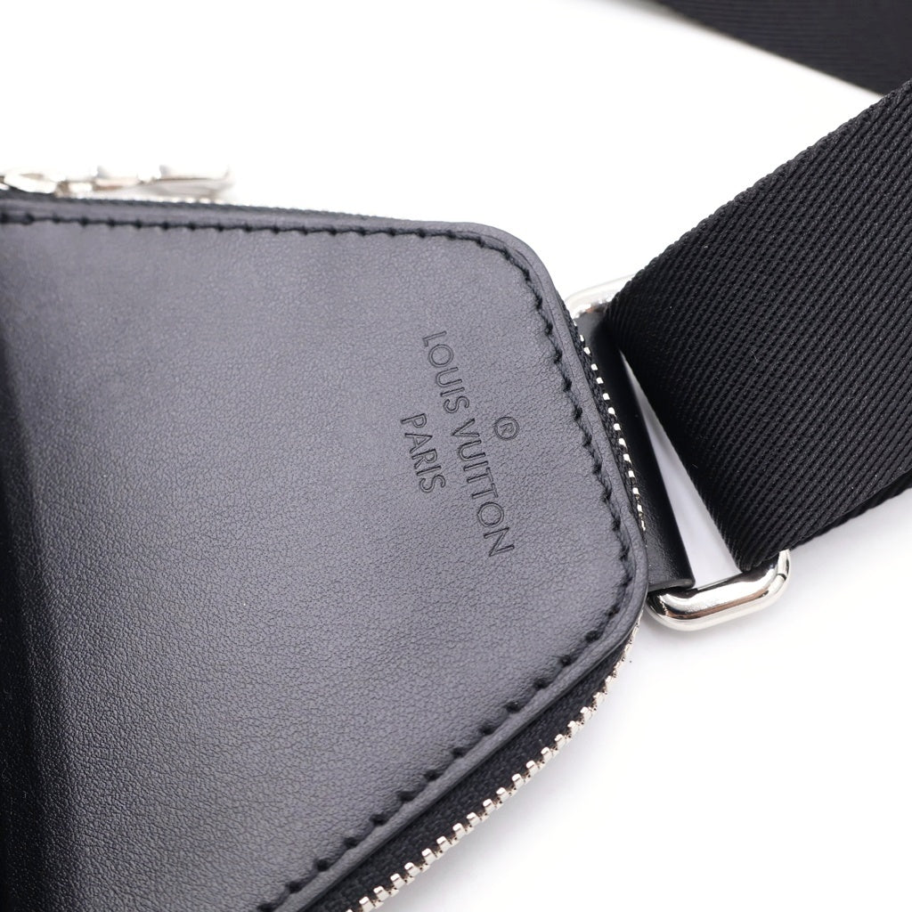 LOUIS VUITTON(ルイヴィトン) ダミエ グラフィット アヴェニュースリングバッグ ウエストバッグ ショルダーバッグ ボディバッグ ブラック レザー×PVC N45302 シルバー金具 レディース