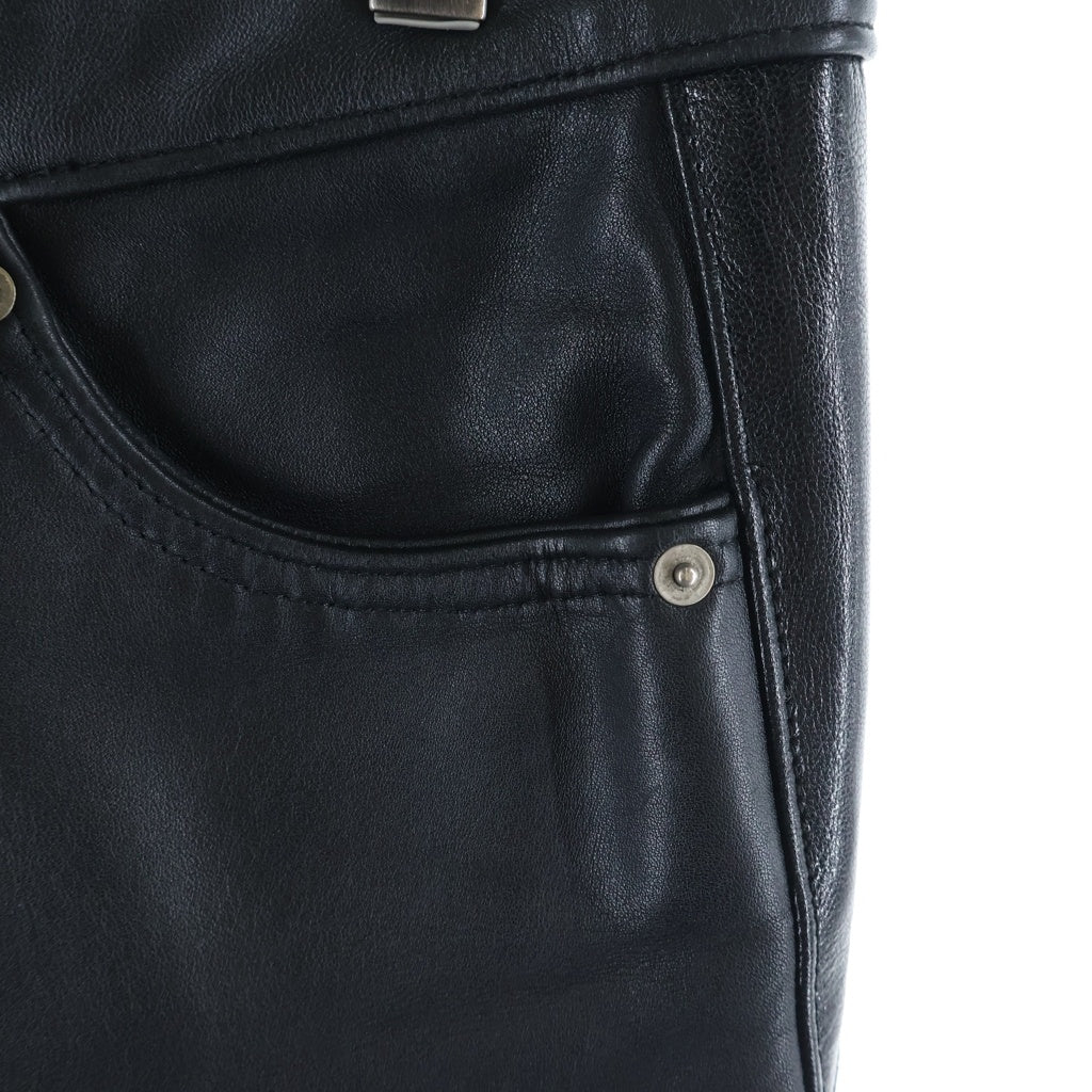 666 LEATHER WEAR(トリプルシックスレザーウェア) スリムストレート レザーパンツ ロングパンツ イングランド製 ブラック