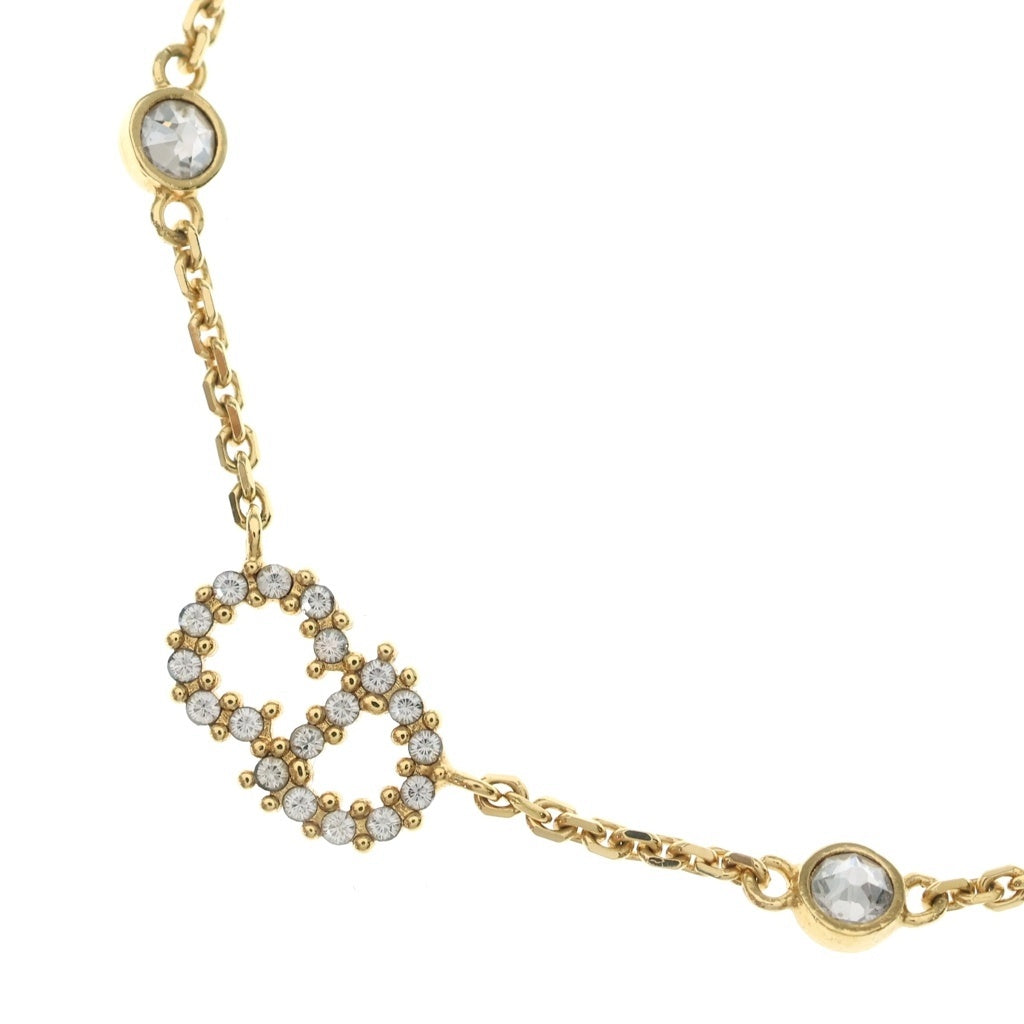 DIOR(ディオール) Christian Dior clair d lune CDロゴ ネックレス ラインストーン パール ゴールド レディース