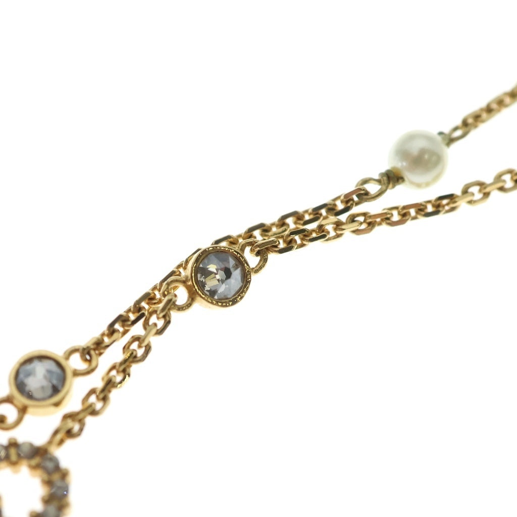DIOR(ディオール) Christian Dior clair d lune CDロゴ ネックレス ラインストーン パール ゴールド レディース
