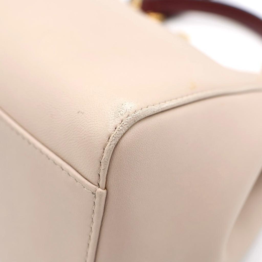 FENDI(フェンディ) ピーカーブーICU ミニ 2WAYショルダーバッグ ハンドバッグ ベージュ×レッド レザー ゴールド金具 レディース