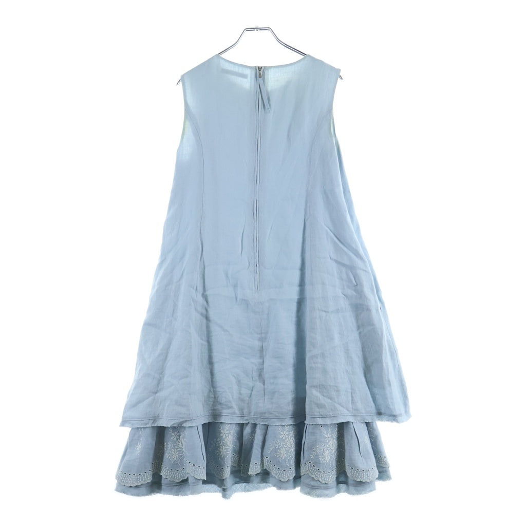 FOXEY(フォクシー) Summer Dream リネンカットワーク刺繍ドレス サマードリーム フレア ワンピース ライトブルー 38365-SOFN447TF レディース