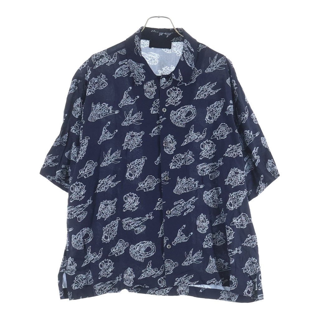 MONCLER(モンクレール) 23SS SPACE MONDUCK Short SLEEVE SHIRT レーヨン 半袖シャツ #XL ネイビー