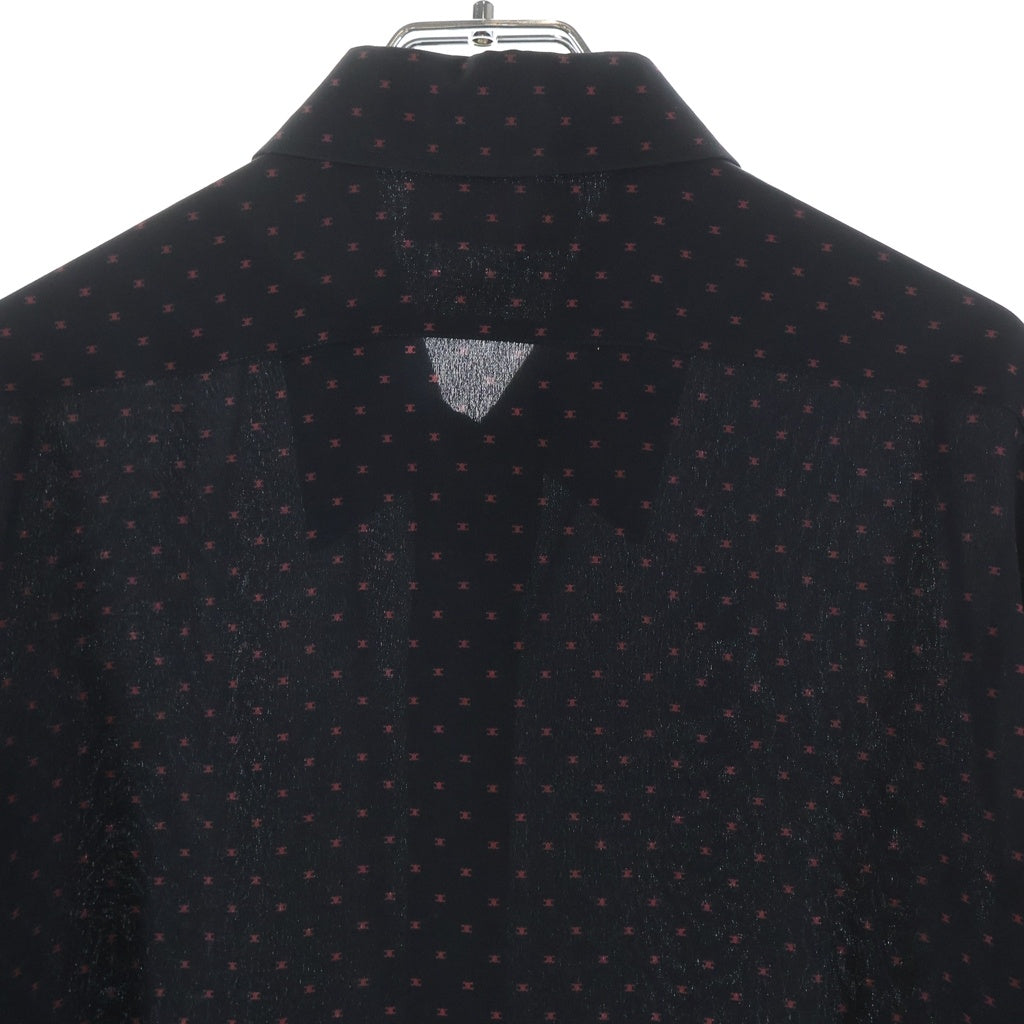 CELINE(セリーヌ) トリオンフ 総柄 シルク 長袖シャツ 37 ブラック 2C813397V.96NX
