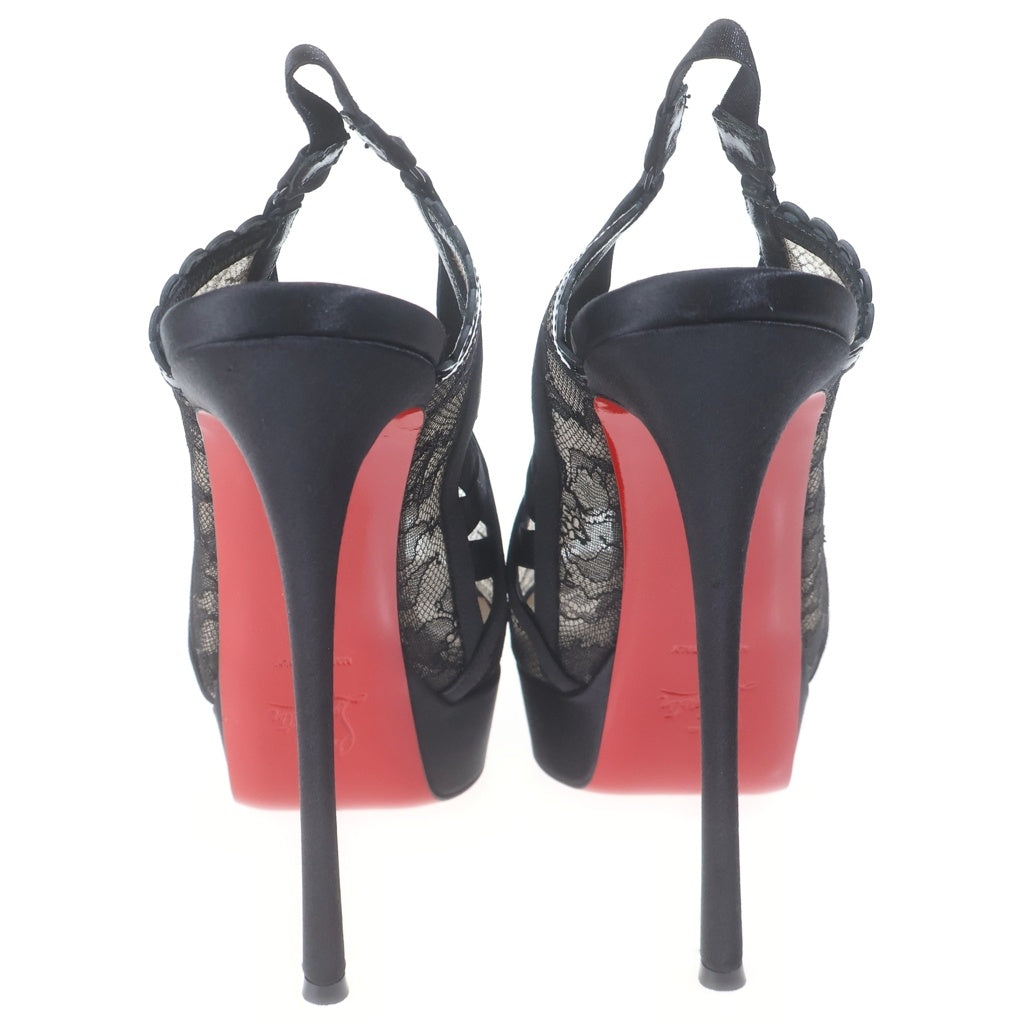 CHRISTIAN LOUBOUTIN(クリスチャンルブタン) シースルー ヒールパンプス ブラック レース #38 レディース