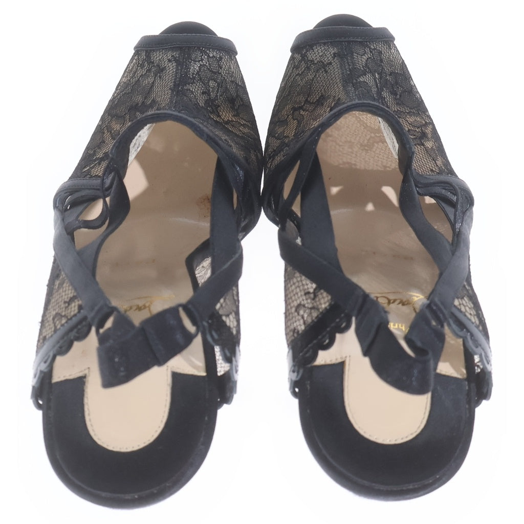 CHRISTIAN LOUBOUTIN(クリスチャンルブタン) シースルー ヒールパンプス ブラック レース #38 レディース