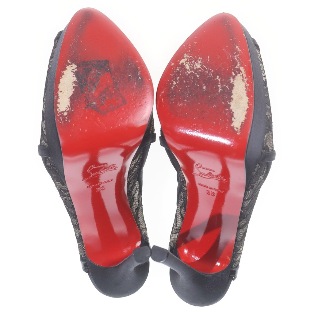 CHRISTIAN LOUBOUTIN(クリスチャンルブタン) シースルー ヒールパンプス ブラック レース #38 レディース