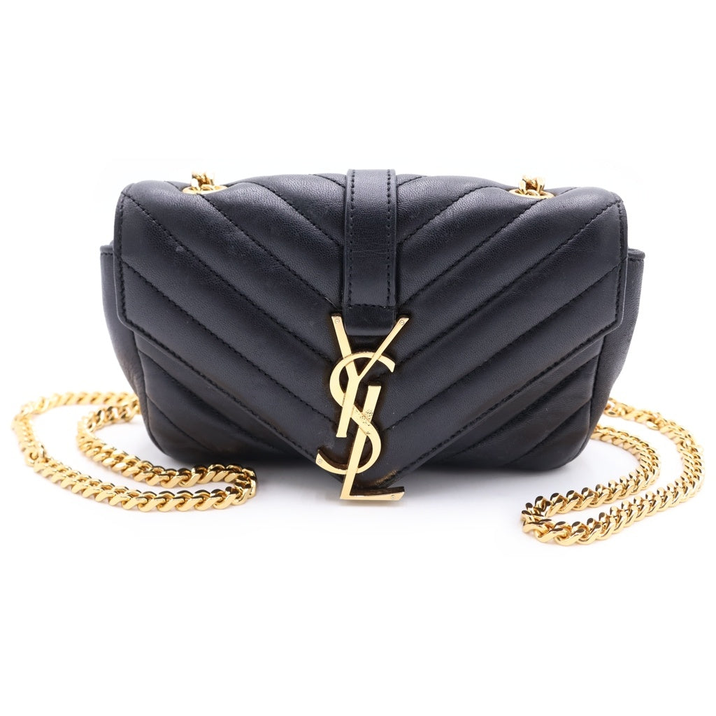 SAINT LAURENT PARIS(サンローランパリ) ベイビーチャイ ショルダーバッグ チェーンバッグ ブラック レザー 399289 ゴールド金具 レディース